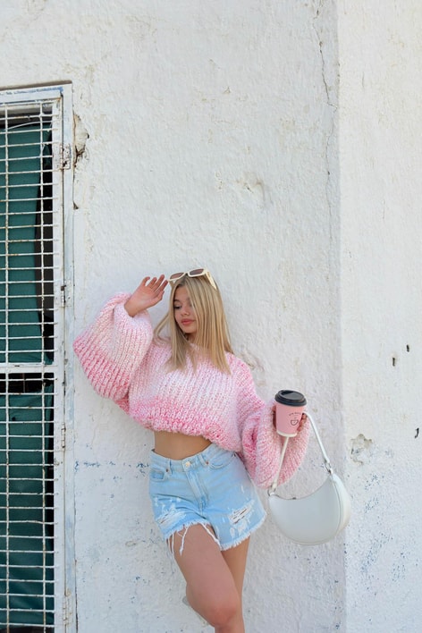 Balon Kol Kılçıl Kazak Pembe