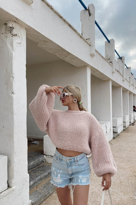 Balon Kol Kılçıl Kazak Pudra