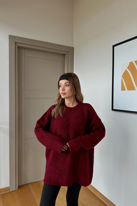 Buklet Oversize Kazak Bordo