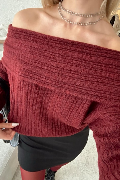 Degaje Yaka Fitilli Kazak Bordo