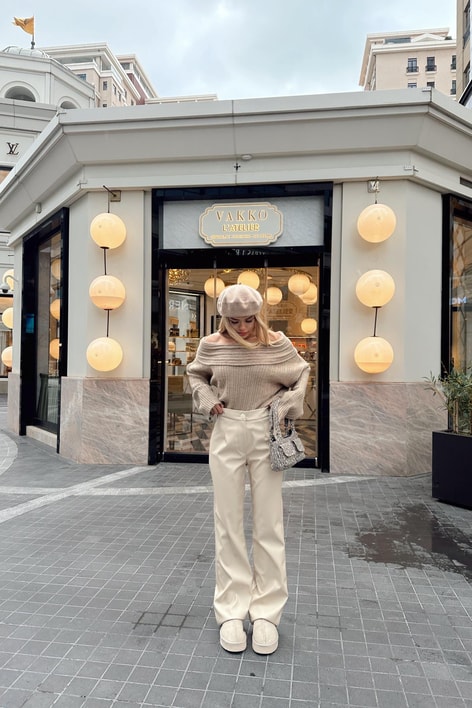 Degaje Yaka Fitilli Kazak Koyu Bej