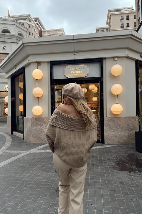 Degaje Yaka Fitilli Kazak Koyu Bej