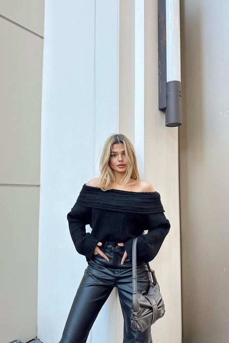 Degaje Yaka Fitilli Kazak Siyah