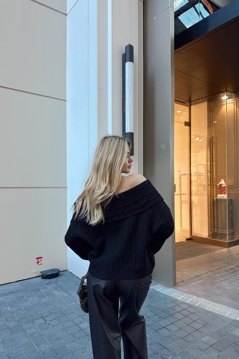 Degaje Yaka Fitilli Kazak Siyah