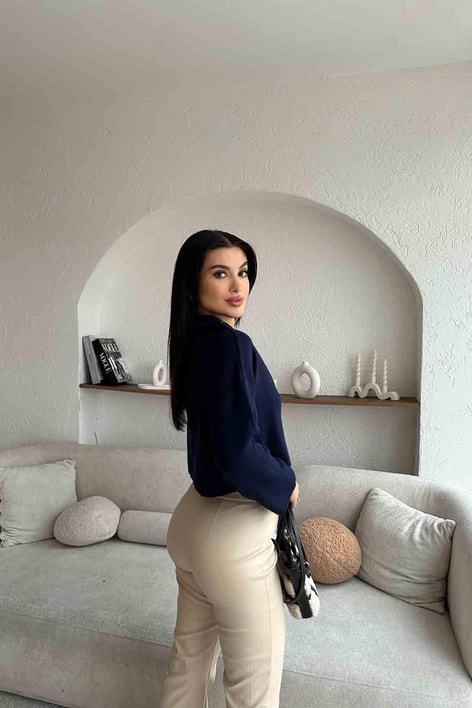 Fermuar Detay Çelik Örme Triko Lacivert