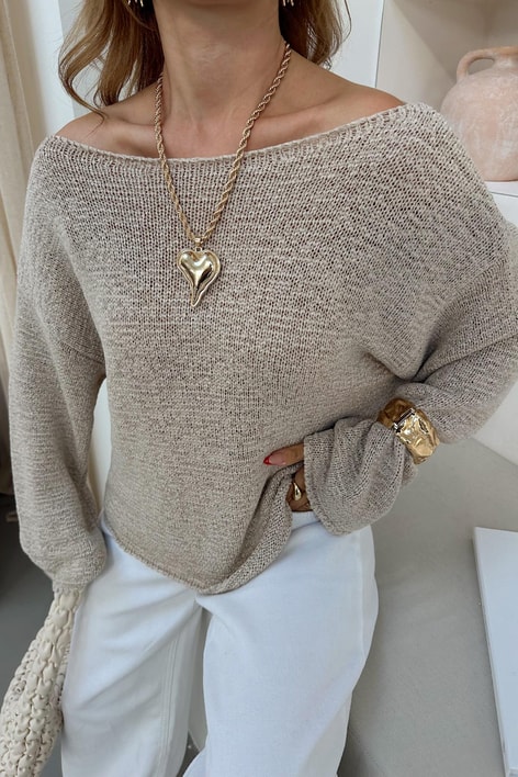 Kayık Yaka Salaş Triko Taş