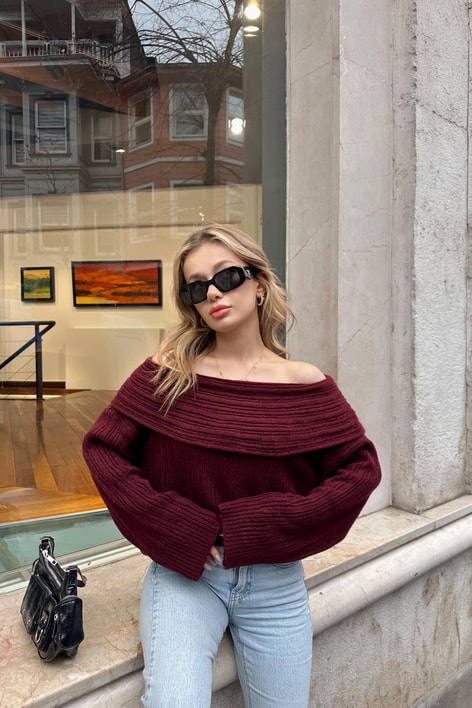Madonna Yaka Fitilli Kazak Bordo