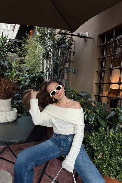 Madonna Yaka Fitilli Kazak Krem