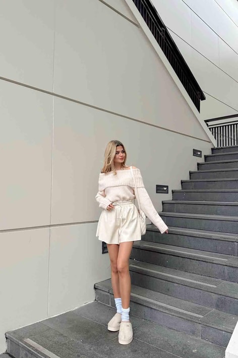 Madonna Yaka Triko Kazak Krem