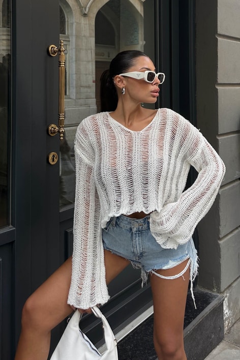 Merserize Salaş Kazak Krem