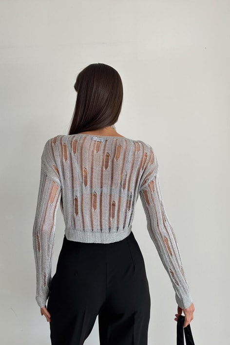 Merserize Tül Triko Gümüş