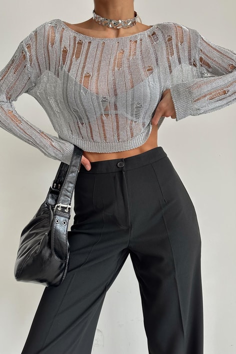 Merserize Tül Triko Gümüş