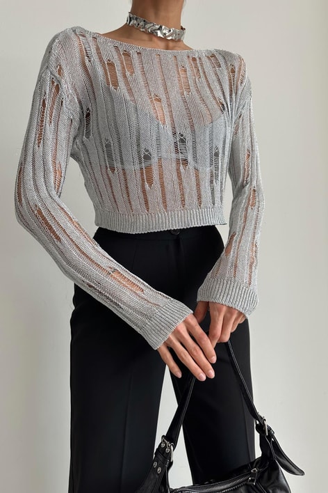 Merserize Tül Triko Gümüş