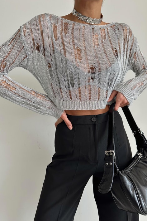 Merserize Tül Triko Gümüş