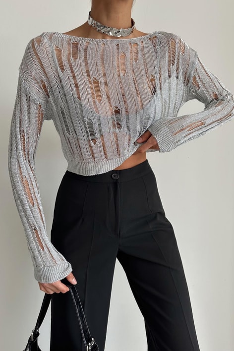 Merserize Tül Triko Gümüş