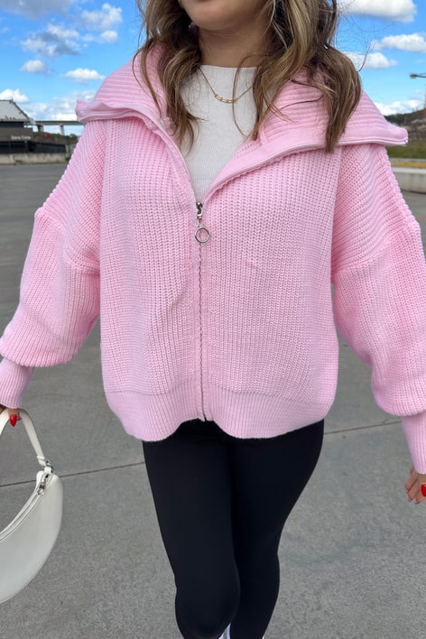 Nera Fermuarlı Triko Pembe
