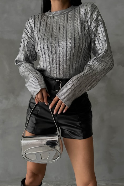 Örgü Lame Kazak Gümüş