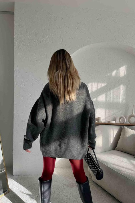 Oversize Boğazlı Kazak Antrasit