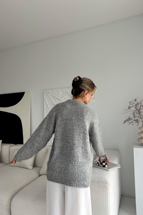 Oversize İpli Kazak Antrasit