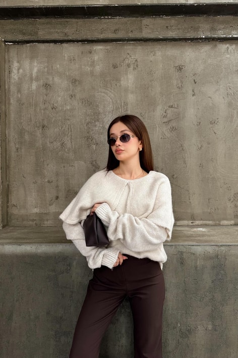 Pelerin Yaka Triko Taş