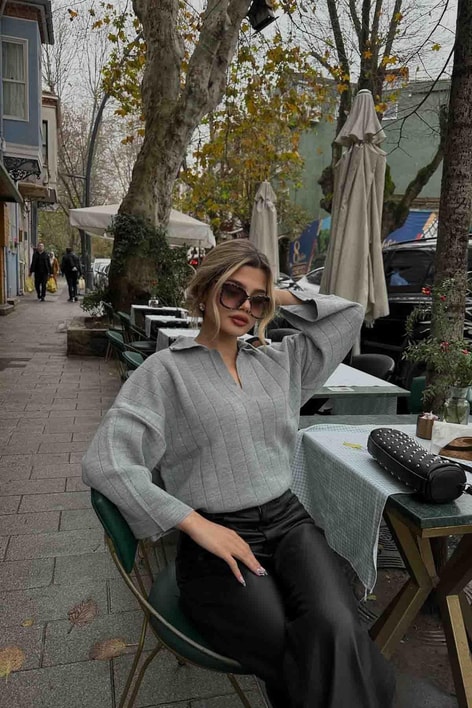 Relax Kalıp Triko Gri
