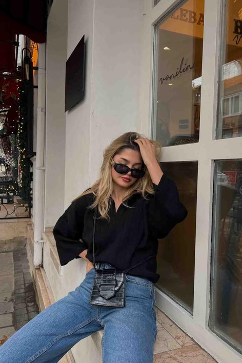 Relax Kalıp Triko Siyah