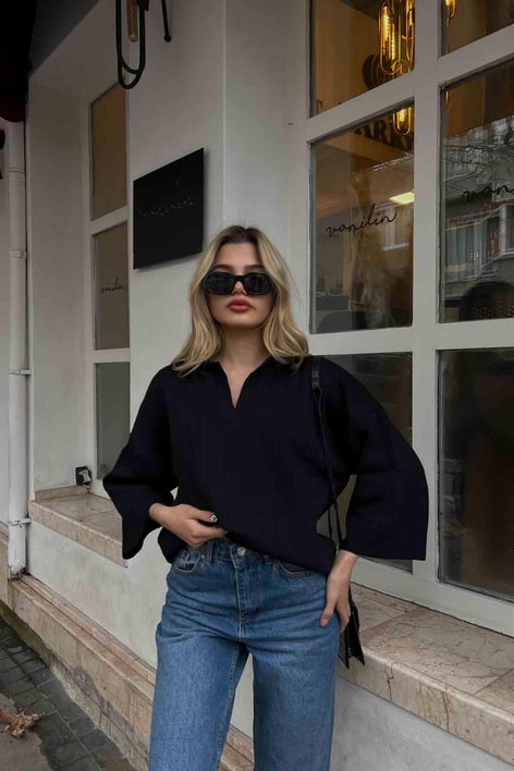 Relax Kalıp Triko Siyah