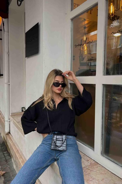 Relax Kalıp Triko Siyah