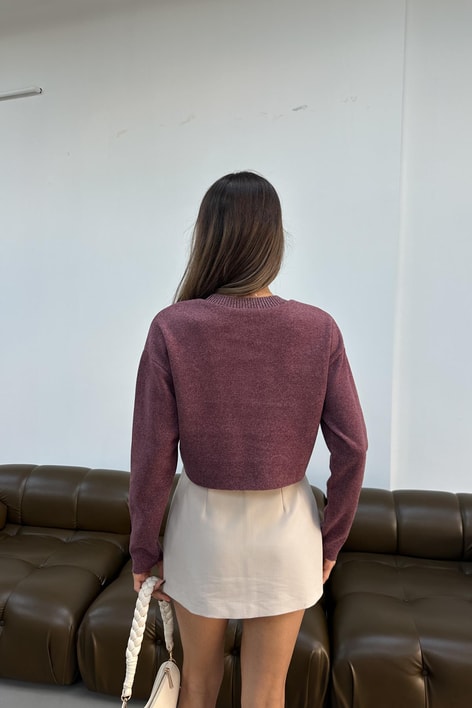 Soft Touch Triko Üst Bordo