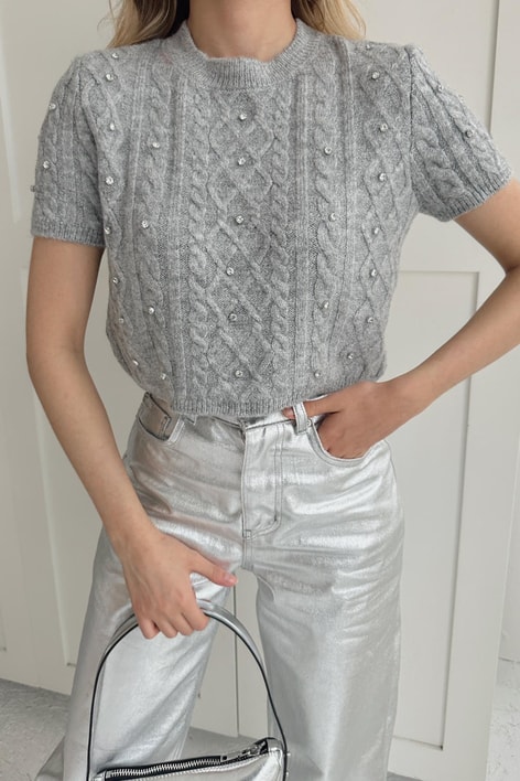 Taş İşleme Triko Gri