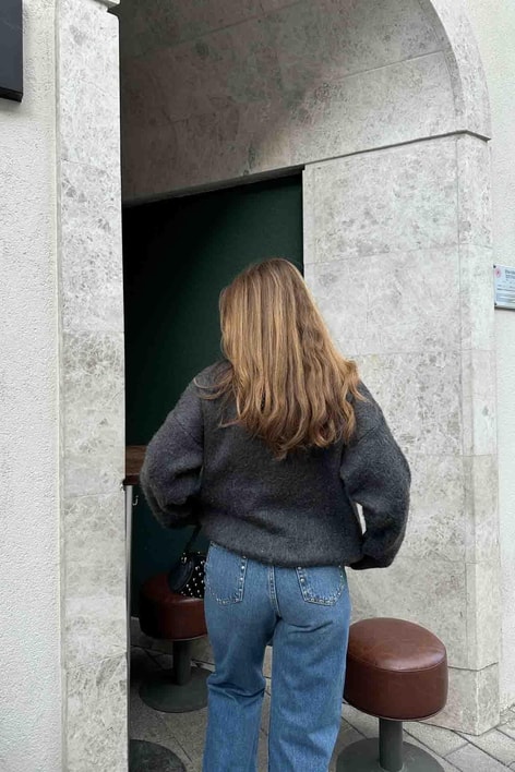 Tiftik Karısımlı Yün Kazak Antrasit