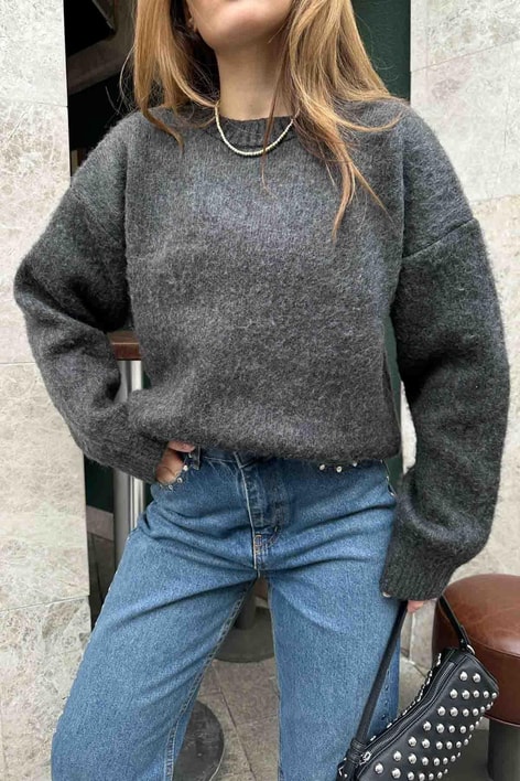 Tiftik Karısımlı Yün Kazak Antrasit