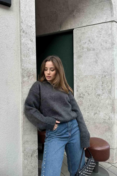 Tiftik Karısımlı Yün Kazak Antrasit