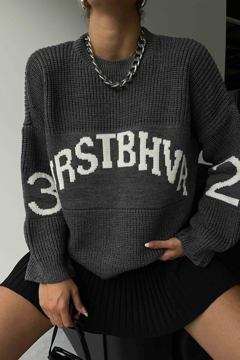 Wrstbhvr Örgü Triko Kazak Antrasit