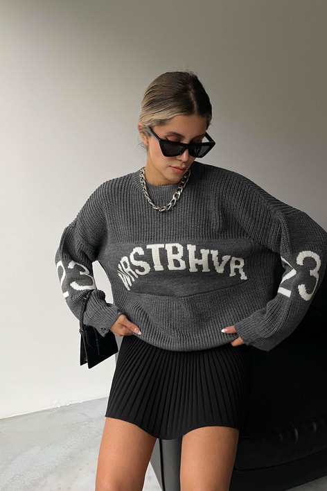 Wrstbhvr Örgü Triko Kazak Antrasit