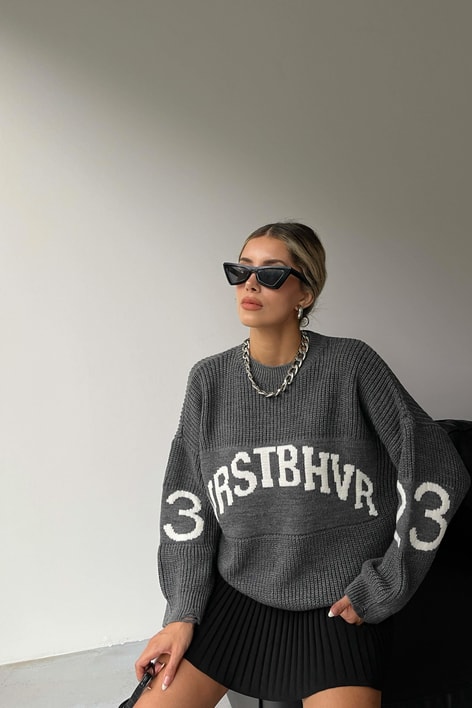 Wrstbhvr Örgü Triko Kazak Antrasit