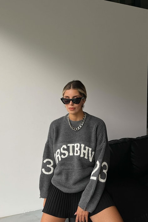 Wrstbhvr Örgü Triko Kazak Antrasit