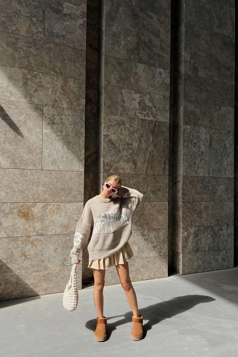 Wrstbhvr Örgü Triko Kazak Bej