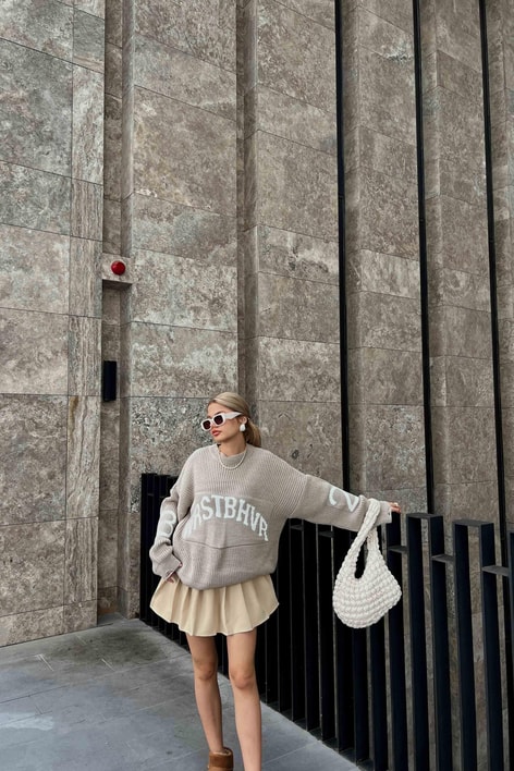 Wrstbhvr Örgü Triko Kazak Bej