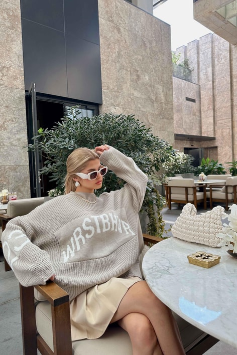 Wrstbhvr Örgü Triko Kazak Bej