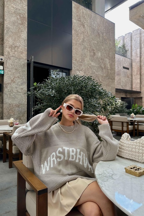 Wrstbhvr Örgü Triko Kazak Bej