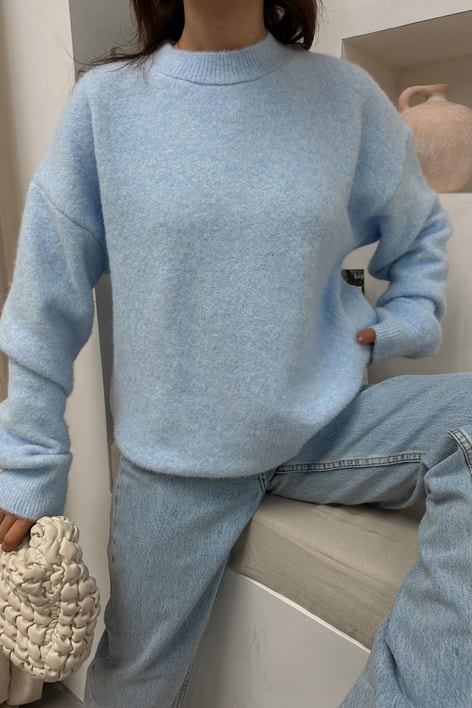 Yumuşak Tüylü Oversize Kazak Bebe Mavi