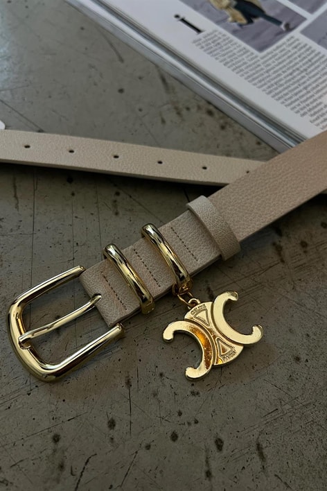 Cc Yılan Deri Kemer Bej