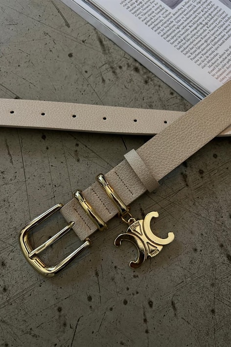 Cc Yılan Deri Kemer Bej