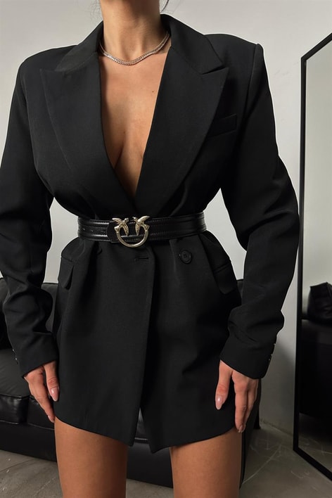 Flori Kuş Tokalı Kemer Siyah