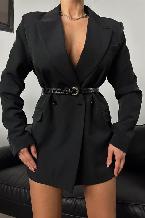 Snake Oval Tokalı Kemer Siyah