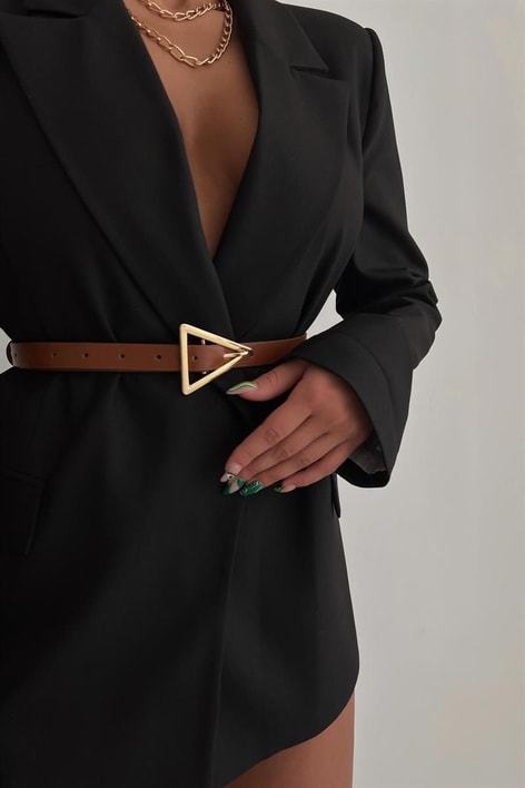 Üçgen Tokalı Kemer Taba