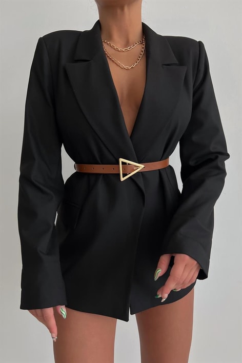 Üçgen Tokalı Kemer Taba