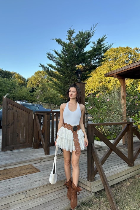 Zımbalı Deri Kemer Taba