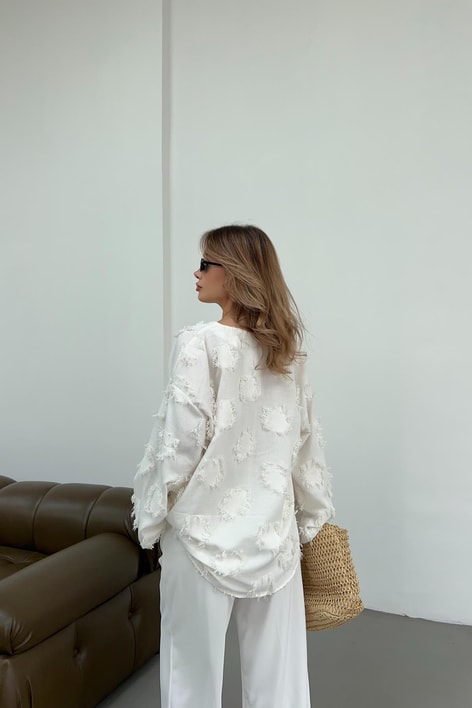 Nakışlı Kimono Ekru